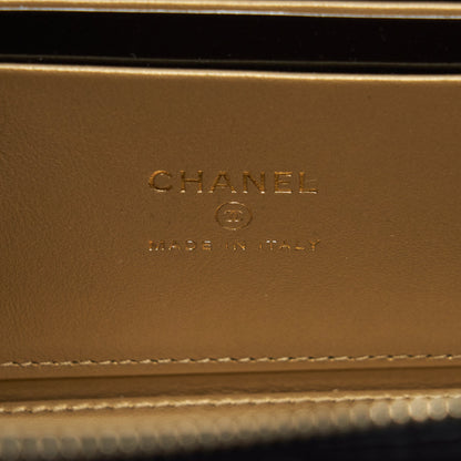 Chanel 22S Pearl Crush Long Vanity With Chain Lambskin Black GHW
