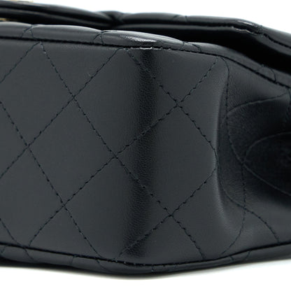 Chanel Top Handle Mini Rectangular Flap Bag Lambskin Black LGHW (Microchip)