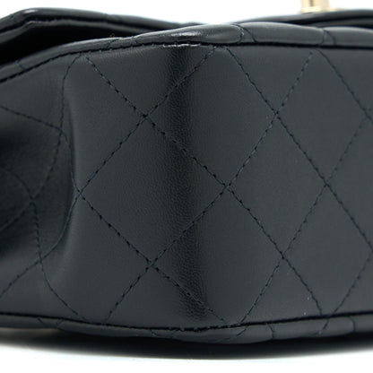 Chanel Top Handle Mini Rectangular Flap Bag Lambskin Black LGHW (Microchip)