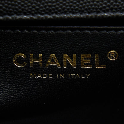 Chanel Medium Boy Caviar Black Brushed Gold Hardware(Microchip)