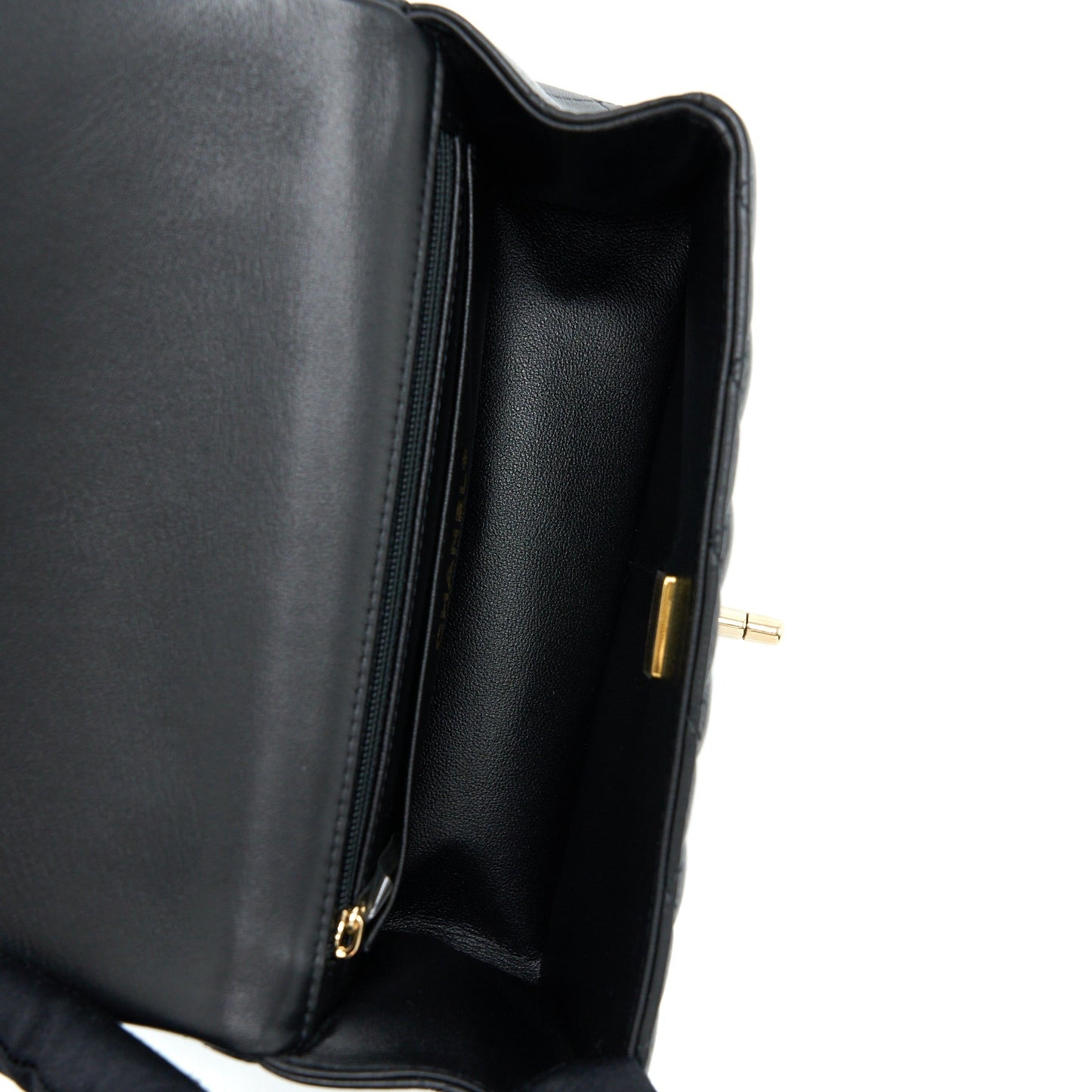 Chanel Top Handle Mini Rectangular Flap Bag Lambskin Black LGHW (Microchip)