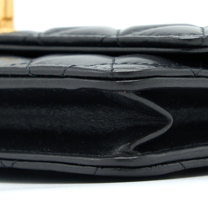 Chanel 22K Gold Pillar Wallet On Chain Lambskin Black Brushed GHW (Microchip)