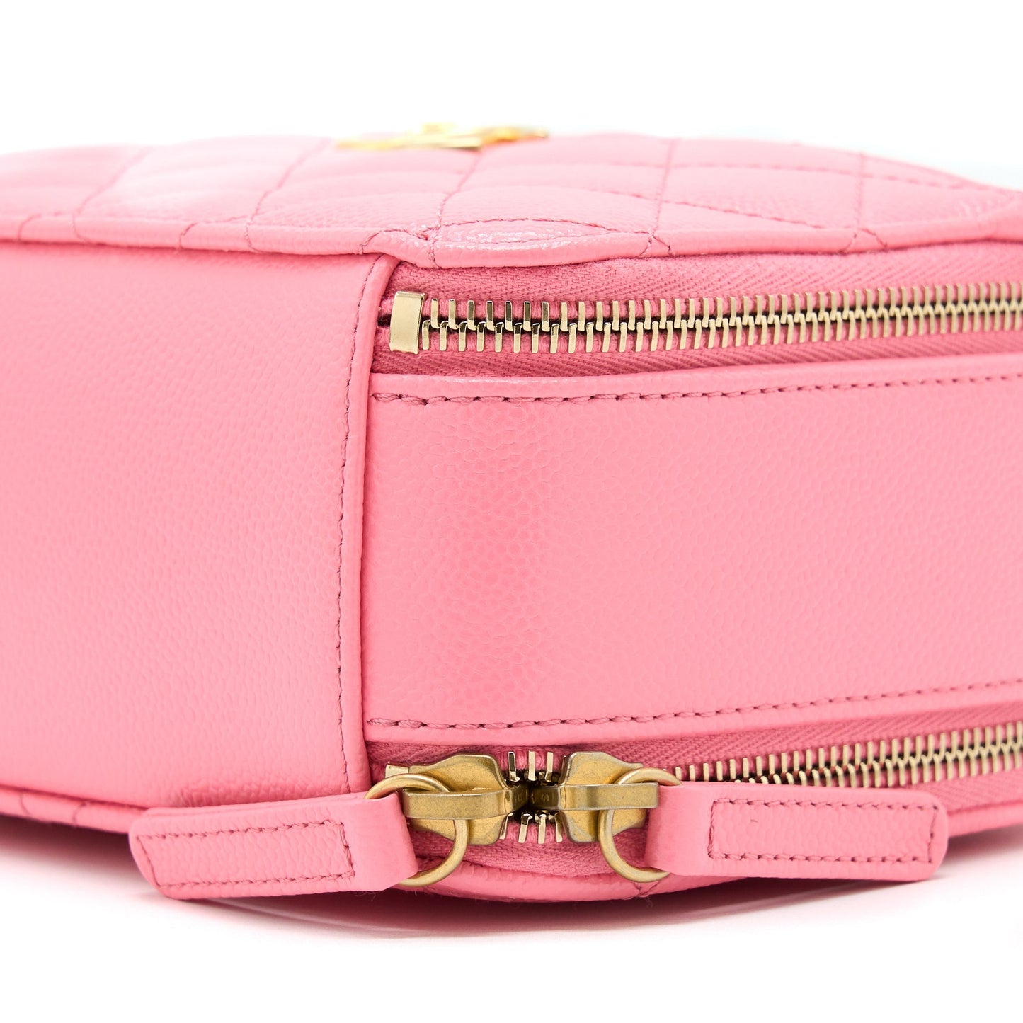 Chanel 22S Letter Top Handle Small Vanity Case Caviar Pink Brushed GHW(Microchip)