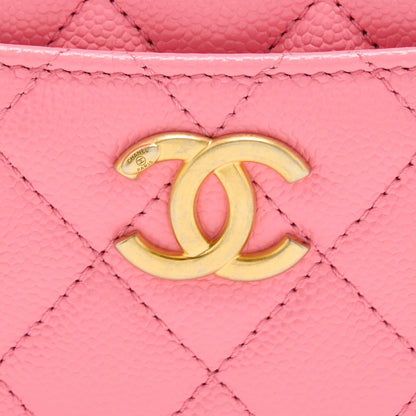 Chanel 22S Letter Top Handle Small Vanity Case Caviar Pink Brushed GHW(Microchip)