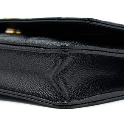 Chanel Top Handle Wallet On Chain Caviar Black GHW (Microchip)