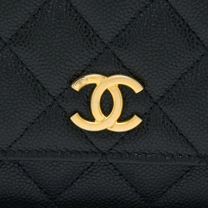 Chanel Top Handle Wallet On Chain Caviar Black GHW (Microchip)