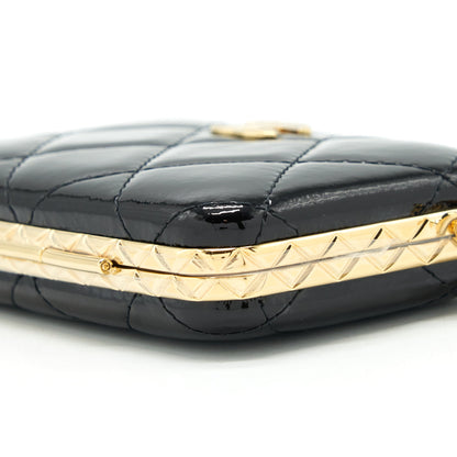 Chanel 21A Mini Clip Box With Chain Patent Black LGHW