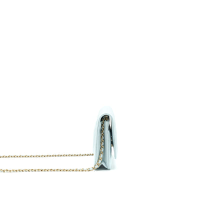 Chanel Ribbon Wallet on chain lambskin light blue LGHW