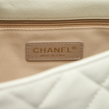 Chanel 22S Melody Medium Flap Bag Caviar White GHW (Microchip)
