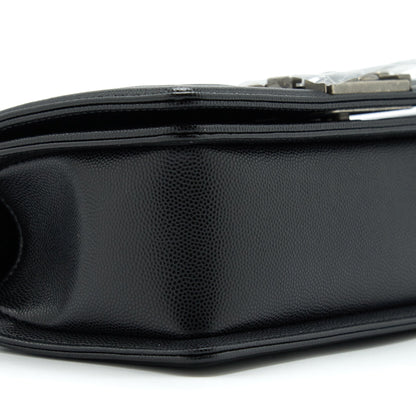 Chanel Small Boy Bag Caviar Black Ruthenium Sliver Hardware (Microchip)