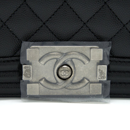 Chanel Small Boy Bag Caviar Black Ruthenium Sliver Hardware (Microchip)