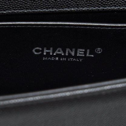Chanel Small Boy Bag Caviar Black Ruthenium Sliver Hardware (Microchip)
