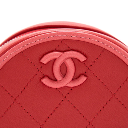 Chanel Round Crossbody Clutch Lambskin Red/Pink SHW