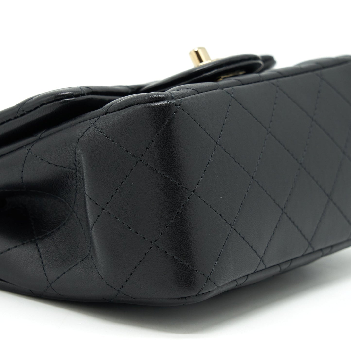 Chanel Mini Square Flap Bag Lambskin Black LGHW (Microchip)