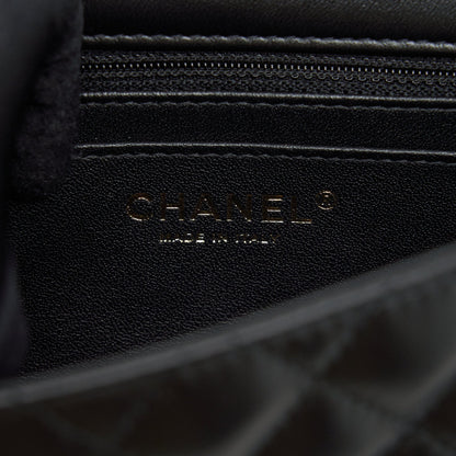 Chanel Mini Square Flap Bag Lambskin Black LGHW (Microchip)