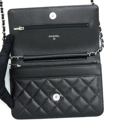 Chanel Classic Wallet On Chain Caviar Black SHW (Microchip)