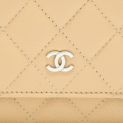 Chanel Classic Wallet On Chain Caviar Beige SHW (Microchip)