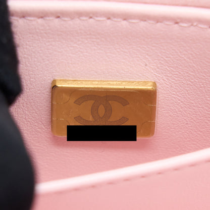 Chanel 22S Top Handle Vanity Bag Caviar Light Pink LGHW (Microchip)