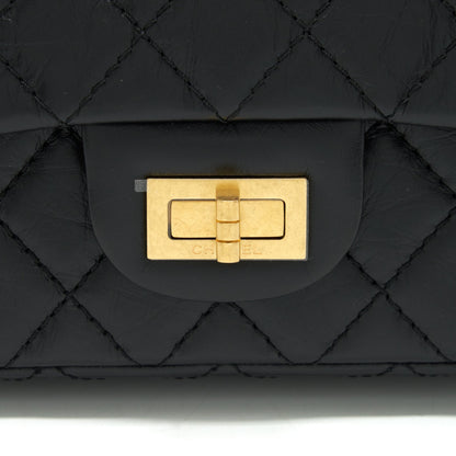 Chanel Mini 2.55 Reissue Flap Bag Aged Calfskin Black Brushed GHW (Microchip)