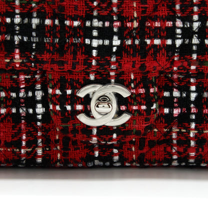 Chanel Mini Rectangular Flap Bag Tweed Red/ Black SHW