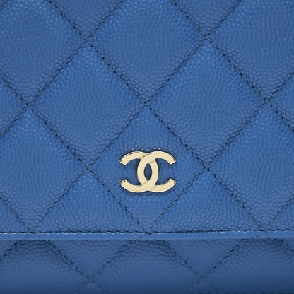 Chanel Classic Wallet On Chain Caviar Light Blue LGHW