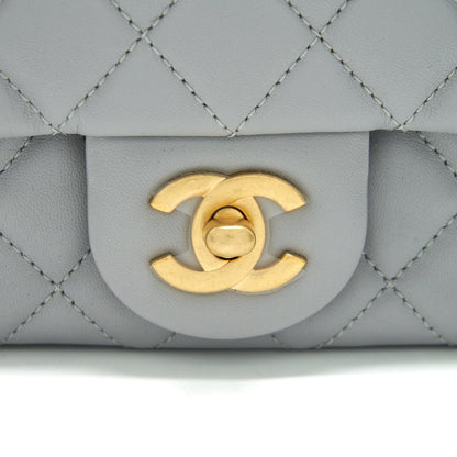 Chanel 21B Pearl Crush mini square Flap Bag grey GHW