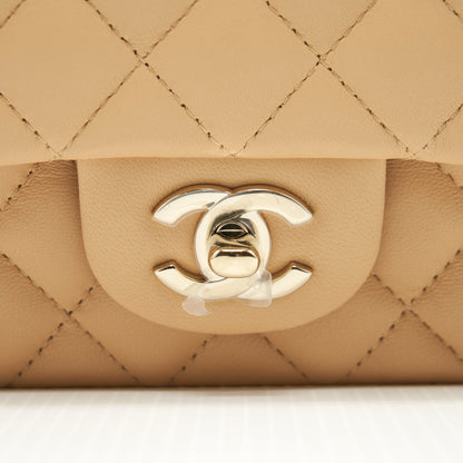 Chanel Mini Rectangular Lambskin Light Beige LGHW(Microchip)