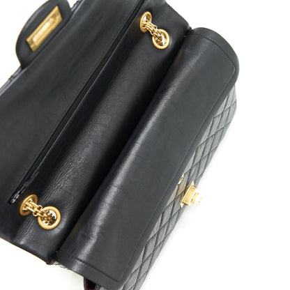 Chanel 2.55 226 Reissue Medium Double Flap Bag Calfskin Black Ruthenium Gold Hardware