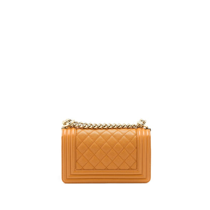Chanel Small Boy Bag Caviar 21A NC630 Caramel LGHW (Microchip)