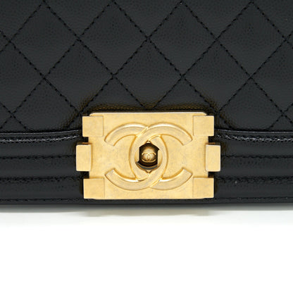 Chanel Small Boy Bag Caviar Black GHW (Microchip)