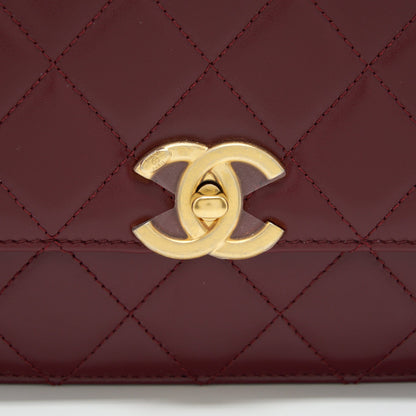 Chanel 21A Medium Gold Crush Flap Bag Calfskin NC635 Burgundy GHW (Microchip)