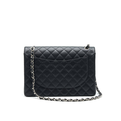 CHANEL CAVIER CLASSIC MAXI DOUBLE FLAP BAG BLACK SHW