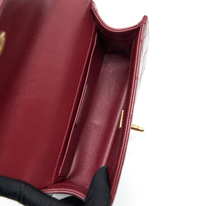 Chanel 21A Medium Gold Crush Flap Bag Calfskin NC635 Burgundy GHW (Microchip)
