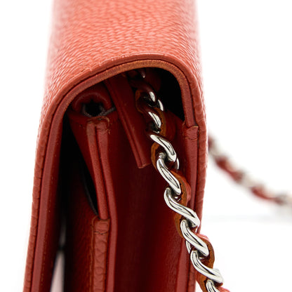 Chanel Wallet On Chain Caviar Orange Red SHW