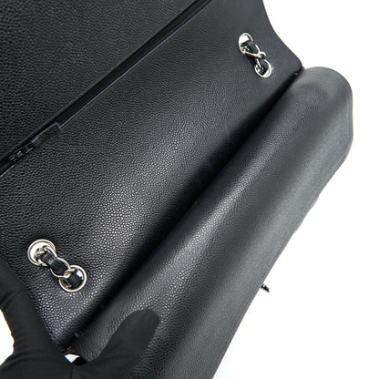 CHANEL CAVIER CLASSIC MAXI DOUBLE FLAP BAG BLACK SHW