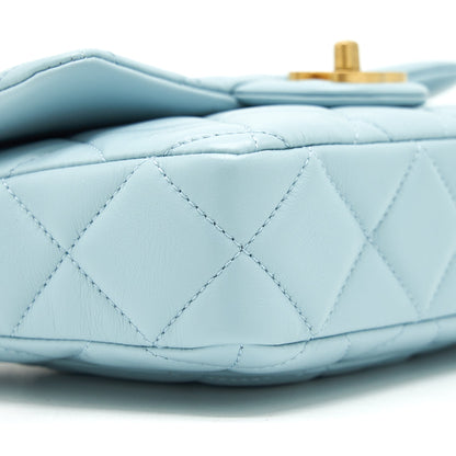 Chanel 22P Enemal Small Flap Bag Lambskin Light Blue Gold/Blue Hardware