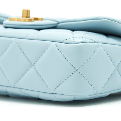 Chanel 22P Enemal Small Flap Bag Lambskin Light Blue Gold/Blue Hardware