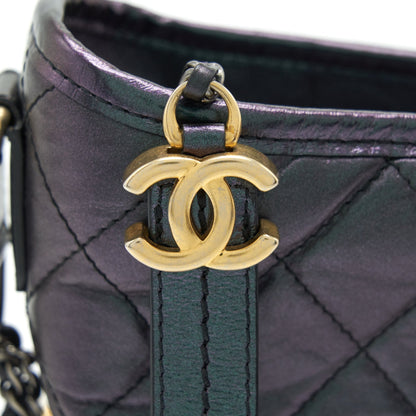 Chanel Small Gabrielle Hobo Bag Lambskin Iridescent Purple Multicolour Hardware