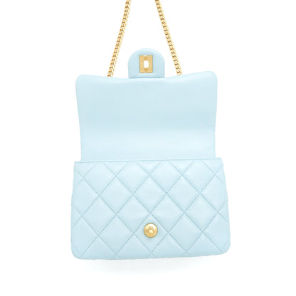 Chanel 22P Enemal Small Flap Bag Lambskin Light Blue Gold/Blue Hardware