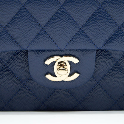 Chanel Classic Small Double Flap Caviar NAVY LGHW