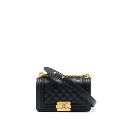 Chanel Small Boy Bag Caviar Black With Brushed GHW(Microchip)