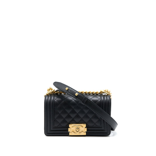 Chanel Small Boy Bag Caviar Black With Brushed GHW(Microchip)
