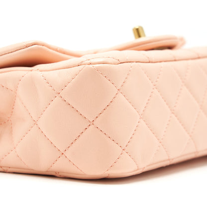 Chanel 22C Pearl Crush Mini Rectangular Flap Bag Lambskin Light Orange / Peach GHW
