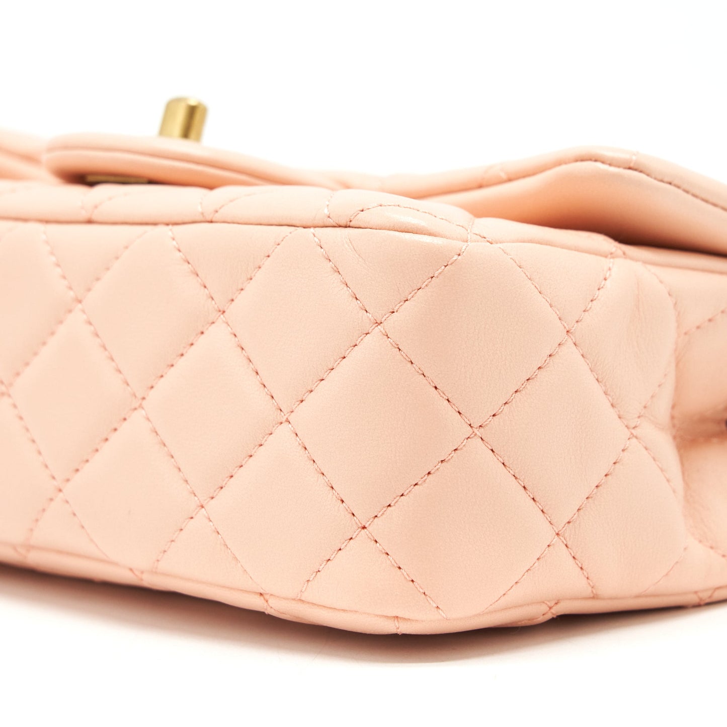 Chanel 22C Pearl Crush Mini Rectangular Flap Bag Lambskin Light Orange / Peach GHW