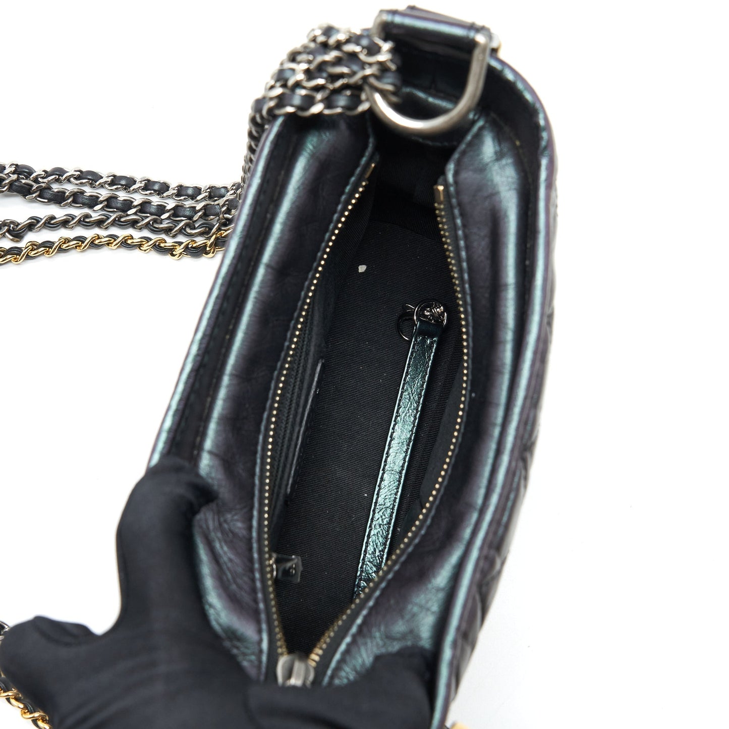 Chanel Small Gabrielle Hobo Bag Lambskin Iridescent Purple Multicolour Hardware