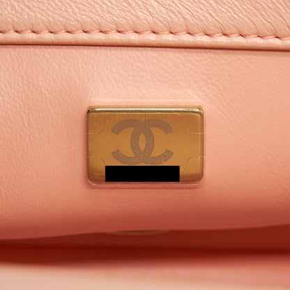 Chanel 22C Pearl Crush Mini Rectangular Flap Bag Lambskin Light Orange / Peach GHW