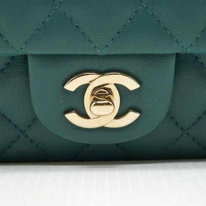 Chanel 21A Mini Rectangular Flap Bag Lambskin Light green LGHW (Microchip)