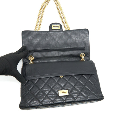 CHANEL 2.55 226 Reissue Flap Bag Aged Calfskin in Black GHW