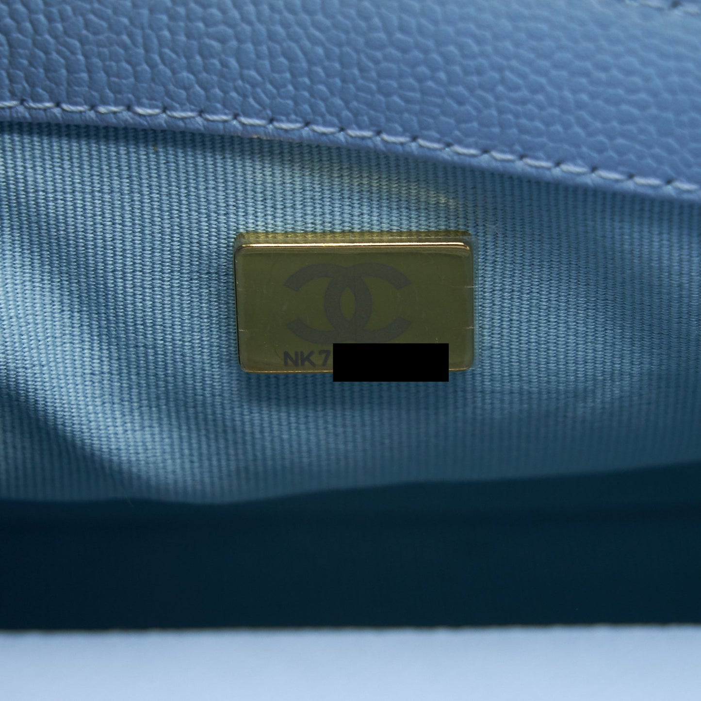 Chanel 21K My Perfect Mini Flap Bag Caviar Iridescent Light Blue GHW (Microchip)