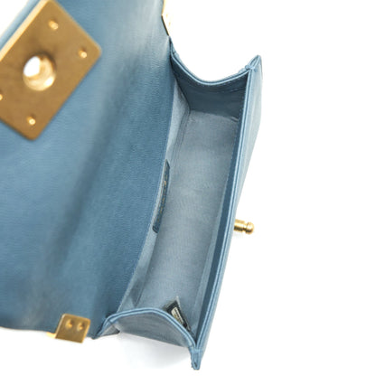 Chanel Small Boy Bag Caviar Greyish Blue Brushed GHW